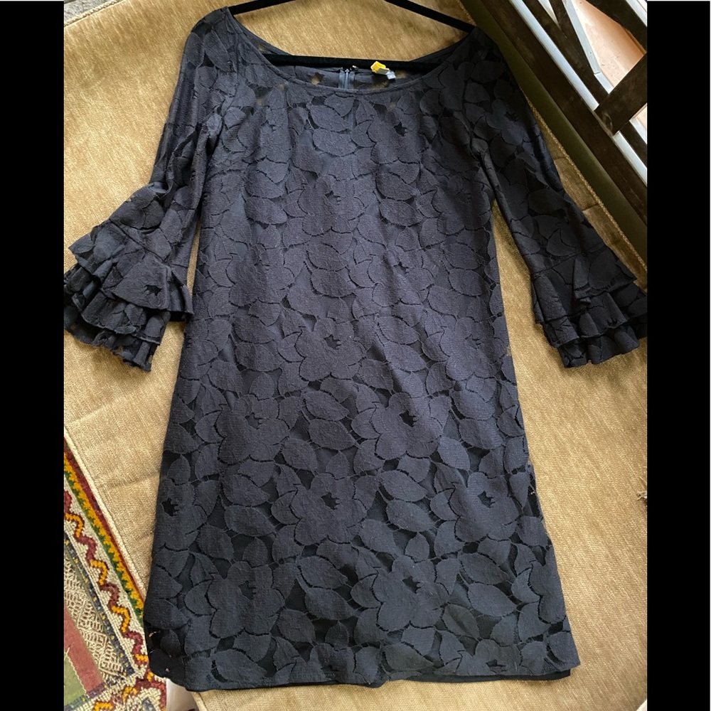 Muse  black lace dress flared 3/4 quarter sleeves